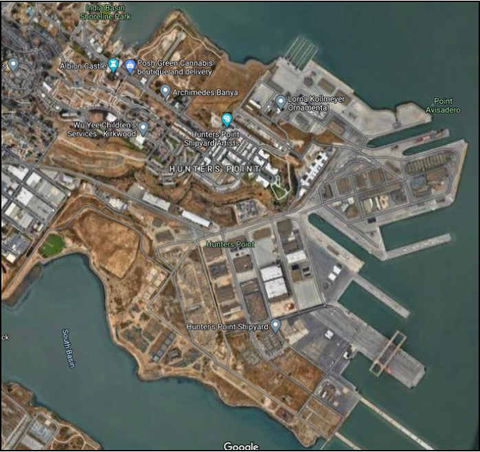 Aerial view of shipyard