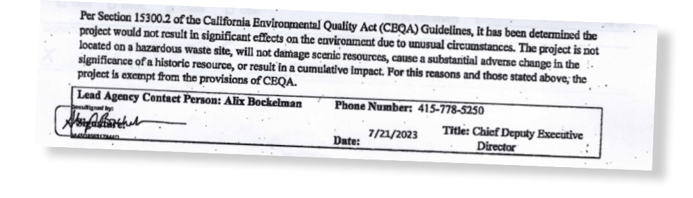 No CEQA exemption